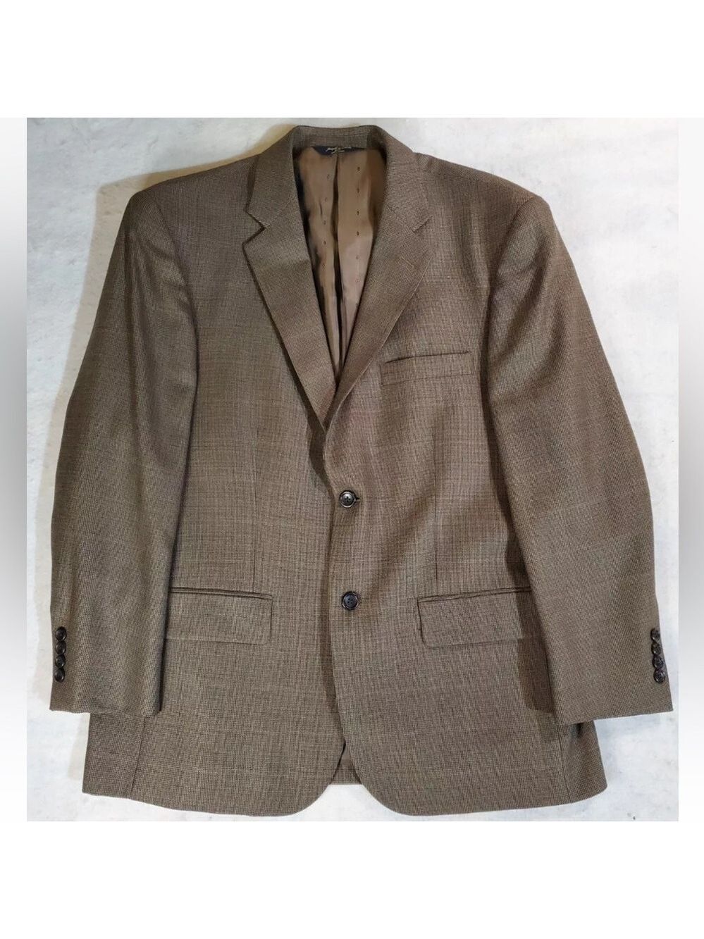 Joseph & Feiss Gold Signature Check Sport Coat 100% Wool Mens Size 48L